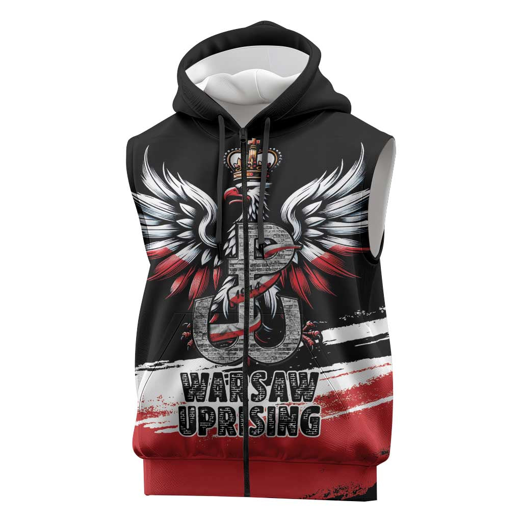 Warsaw Uprising 1944 Sleeveless Zip Hoodie Polska Walczy Kotwica