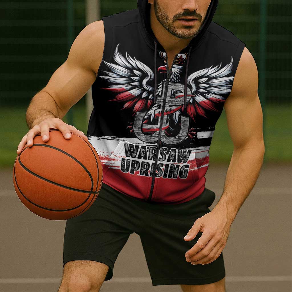 Warsaw Uprising 1944 Sleeveless Zip Hoodie Polska Walczy Kotwica