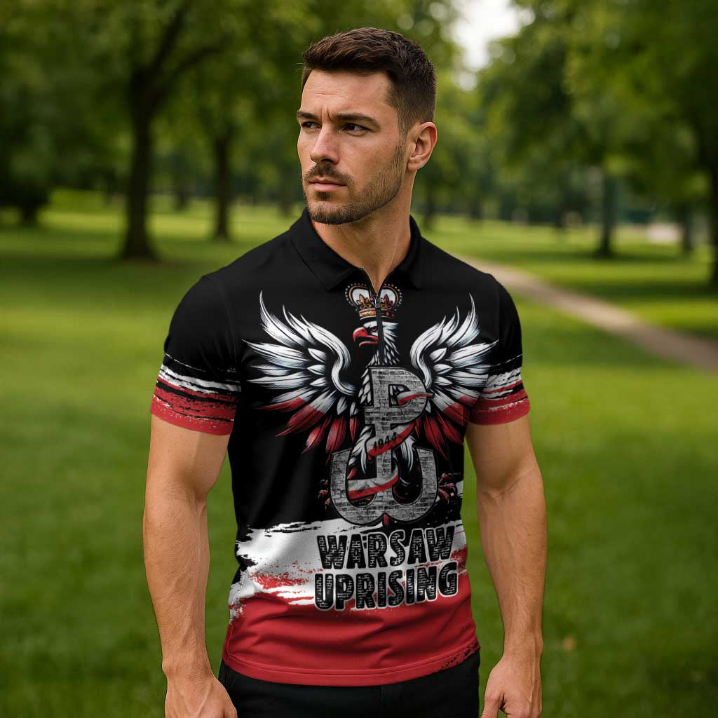 Warsaw Uprising 1944 Zipper Polo Shirt Polska Walczy Kotwica