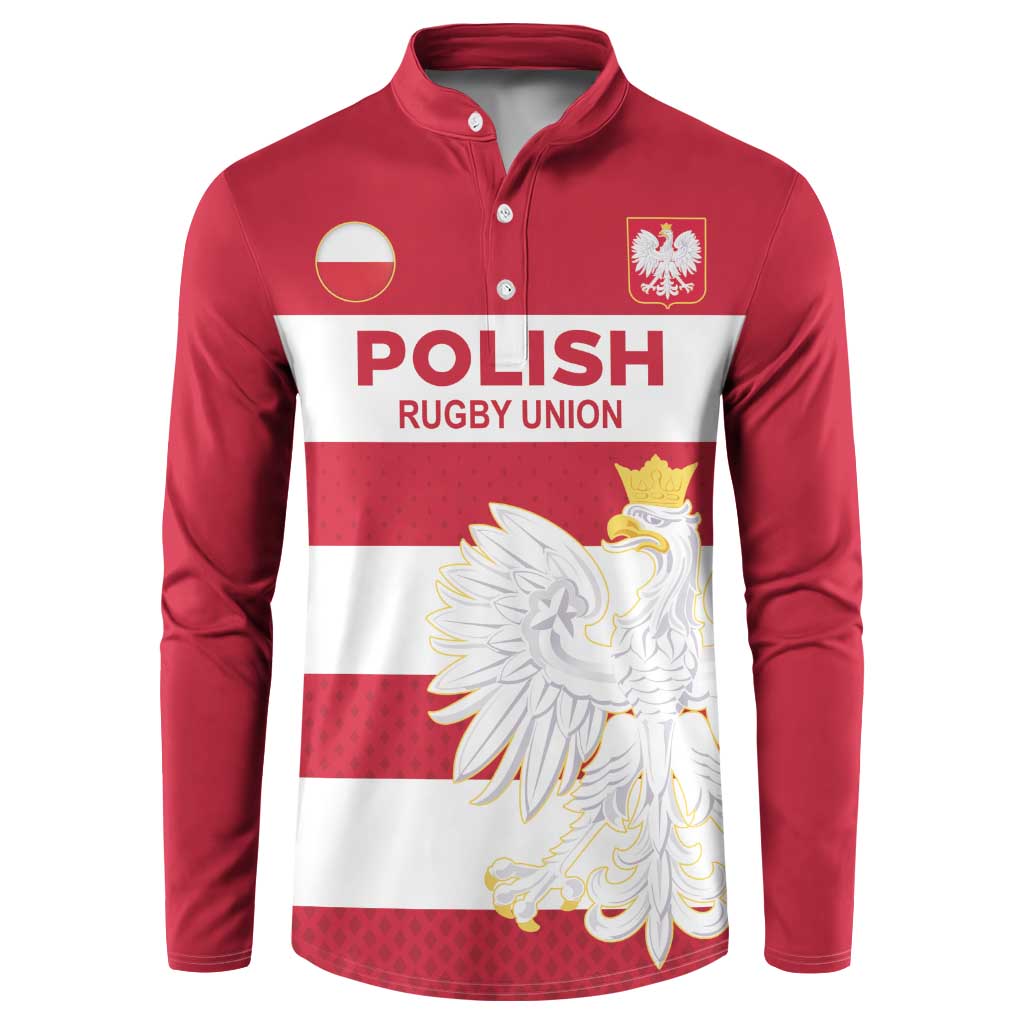 Custom Poland Rugby Button Sweatshirt Biało-czerwoni Go Champion