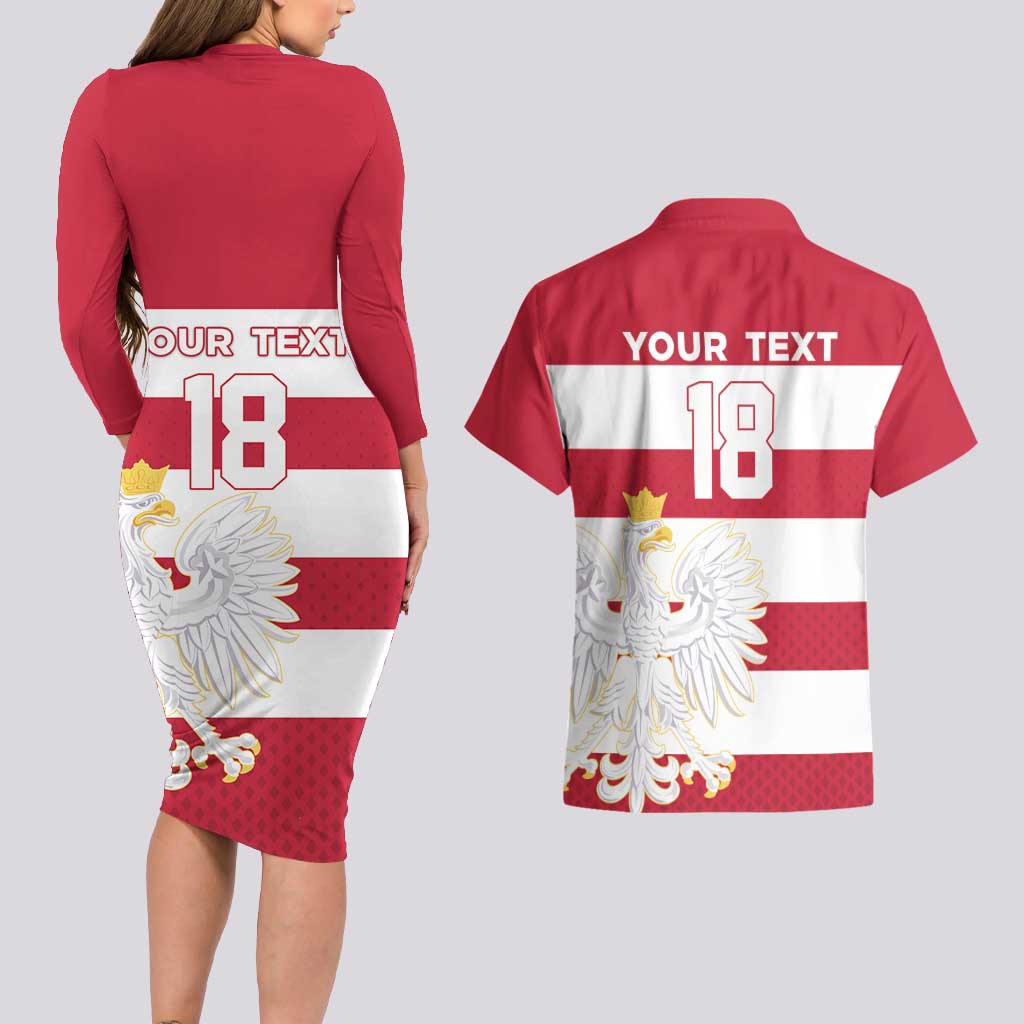 Custom Poland Rugby Couples Matching Long Sleeve Bodycon Dress and Hawaiian Shirt Biało-czerwoni Go Champion