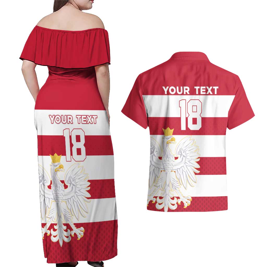Custom Poland Rugby Couples Matching Off Shoulder Maxi Dress and Hawaiian Shirt Biało-czerwoni Go Champion