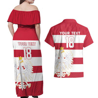 Custom Poland Rugby Couples Matching Off Shoulder Maxi Dress and Hawaiian Shirt Biało-czerwoni Go Champion