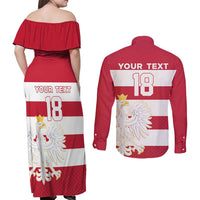 Custom Poland Rugby Couples Matching Off Shoulder Maxi Dress and Long Sleeve Button Shirt Biało-czerwoni Go Champion