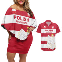 Custom Poland Rugby Couples Matching Off Shoulder Short Dress and Hawaiian Shirt Biało-czerwoni Go Champion