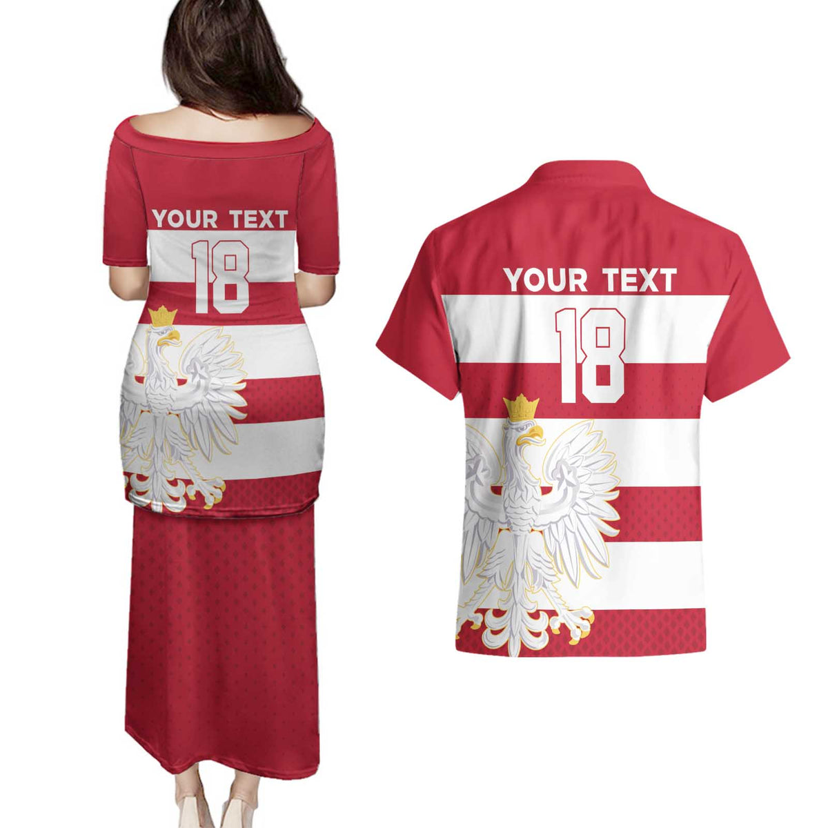Custom Poland Rugby Couples Matching Puletasi and Hawaiian Shirt Biało-czerwoni Go Champion