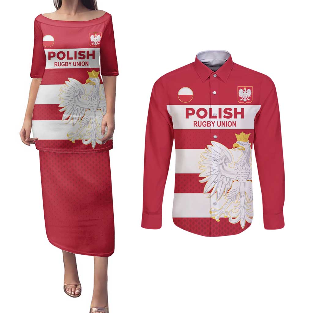 Custom Poland Rugby Couples Matching Puletasi and Long Sleeve Button Shirt Biało-czerwoni Go Champion
