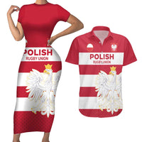 Custom Poland Rugby Couples Matching Short Sleeve Bodycon Dress and Hawaiian Shirt Biało-czerwoni Go Champion