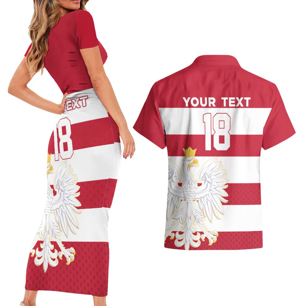 Custom Poland Rugby Couples Matching Short Sleeve Bodycon Dress and Hawaiian Shirt Biało-czerwoni Go Champion