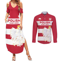 Custom Poland Rugby Couples Matching Summer Maxi Dress and Long Sleeve Button Shirt Biało-czerwoni Go Champion