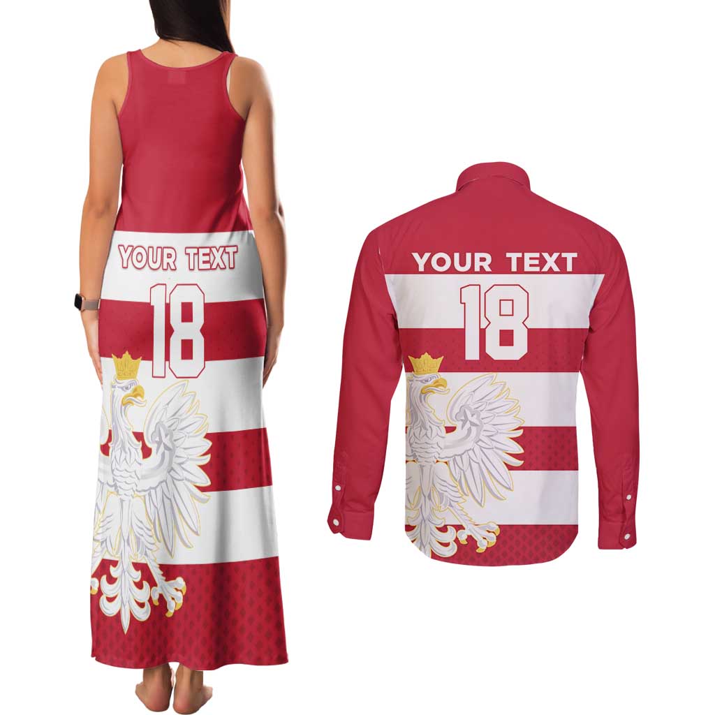 Custom Poland Rugby Couples Matching Tank Maxi Dress and Long Sleeve Button Shirt Biało-czerwoni Go Champion