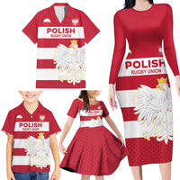 Custom Poland Rugby Family Matching Long Sleeve Bodycon Dress and Hawaiian Shirt Biało-czerwoni Go Champion