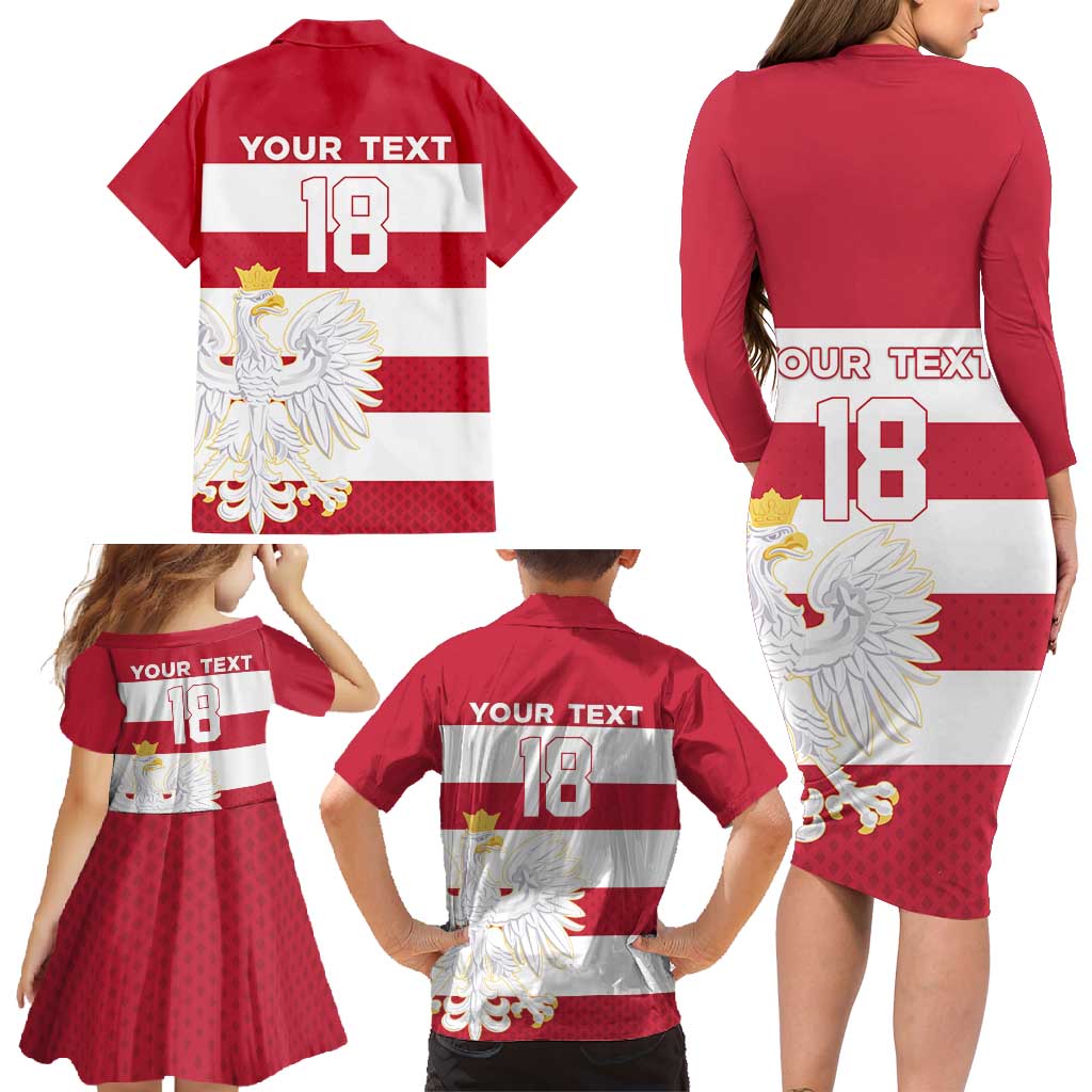 Custom Poland Rugby Family Matching Long Sleeve Bodycon Dress and Hawaiian Shirt Biało-czerwoni Go Champion