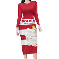 Custom Poland Rugby Family Matching Long Sleeve Bodycon Dress and Hawaiian Shirt Biało-czerwoni Go Champion
