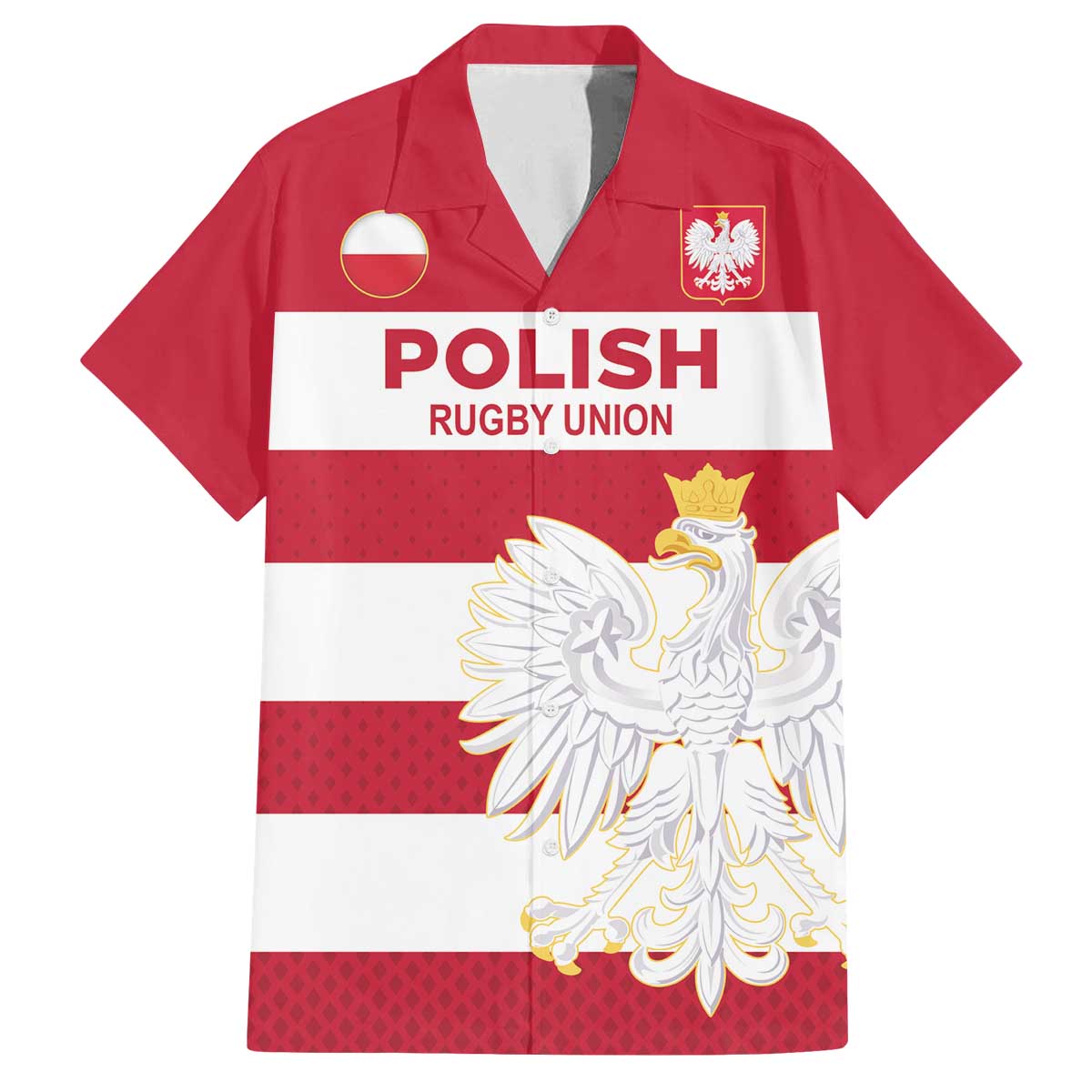 Custom Poland Rugby Family Matching Off The Shoulder Long Sleeve Dress and Hawaiian Shirt Biało-czerwoni Go Champion