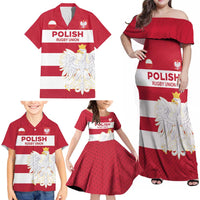 Custom Poland Rugby Family Matching Off Shoulder Maxi Dress and Hawaiian Shirt Biało-czerwoni Go Champion
