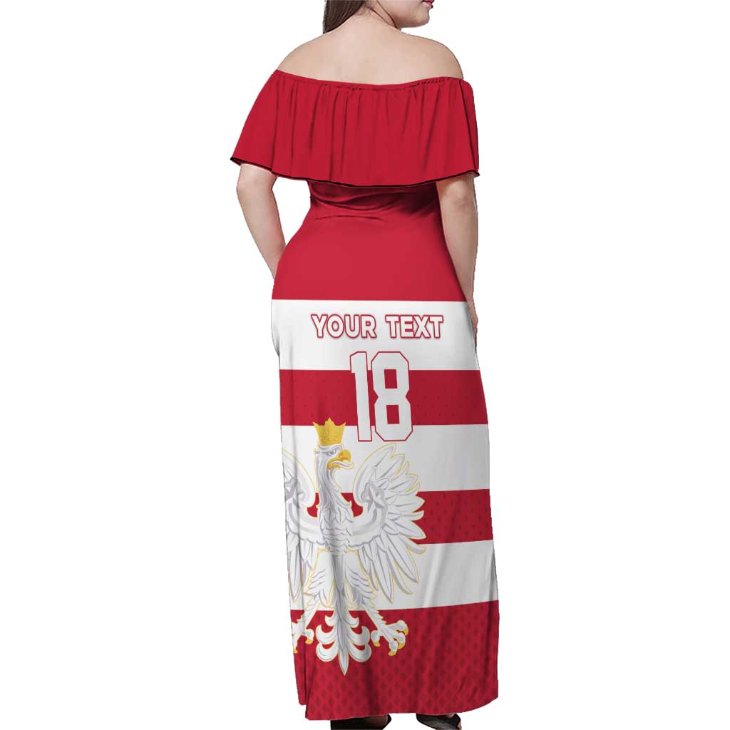 Custom Poland Rugby Family Matching Off Shoulder Maxi Dress and Hawaiian Shirt Biało-czerwoni Go Champion