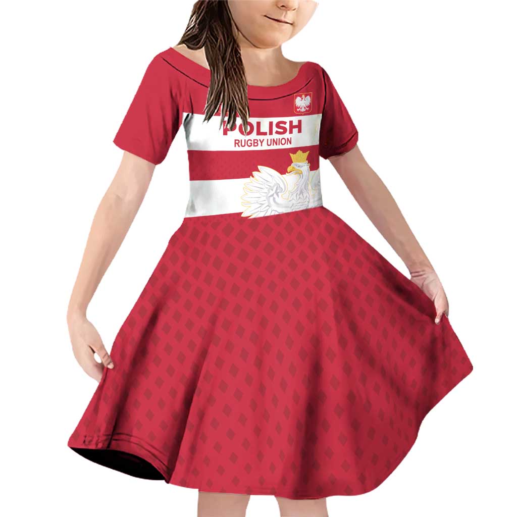 Custom Poland Rugby Family Matching Off Shoulder Short Dress and Hawaiian Shirt Biało-czerwoni Go Champion