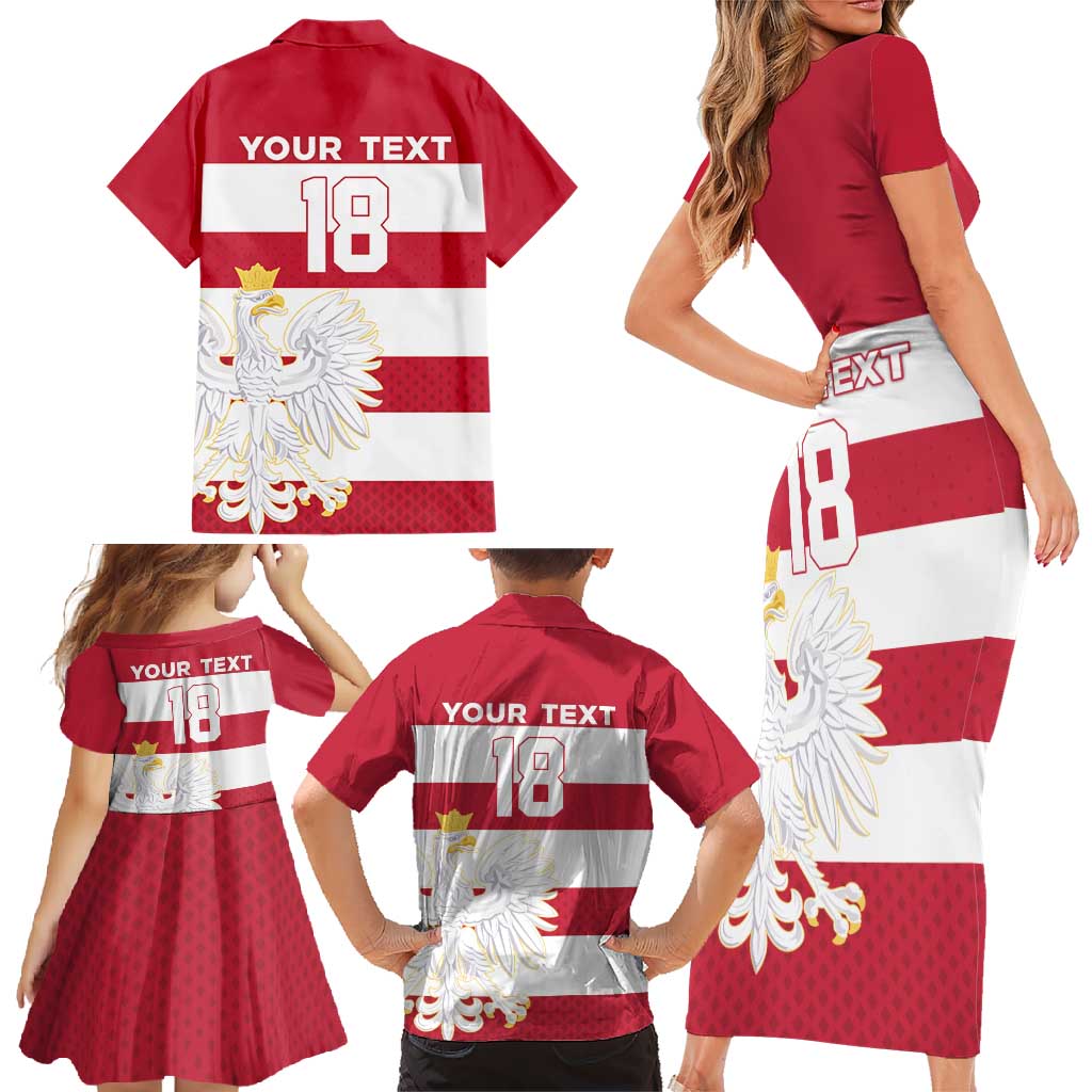 Custom Poland Rugby Family Matching Short Sleeve Bodycon Dress and Hawaiian Shirt Biało-czerwoni Go Champion