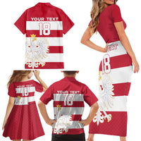 Custom Poland Rugby Family Matching Short Sleeve Bodycon Dress and Hawaiian Shirt Biało-czerwoni Go Champion