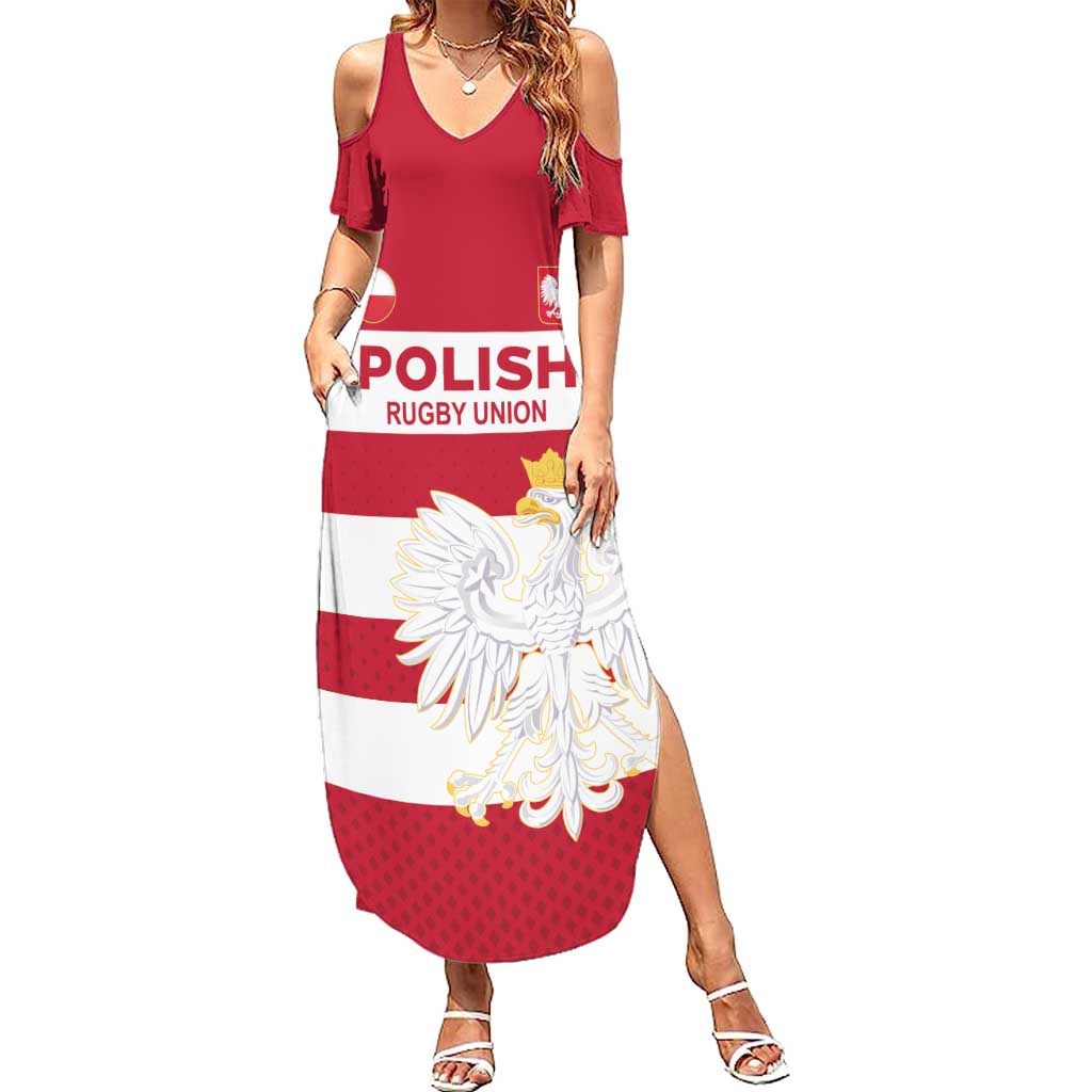 Custom Poland Rugby Family Matching Summer Maxi Dress and Hawaiian Shirt Biało-czerwoni Go Champion
