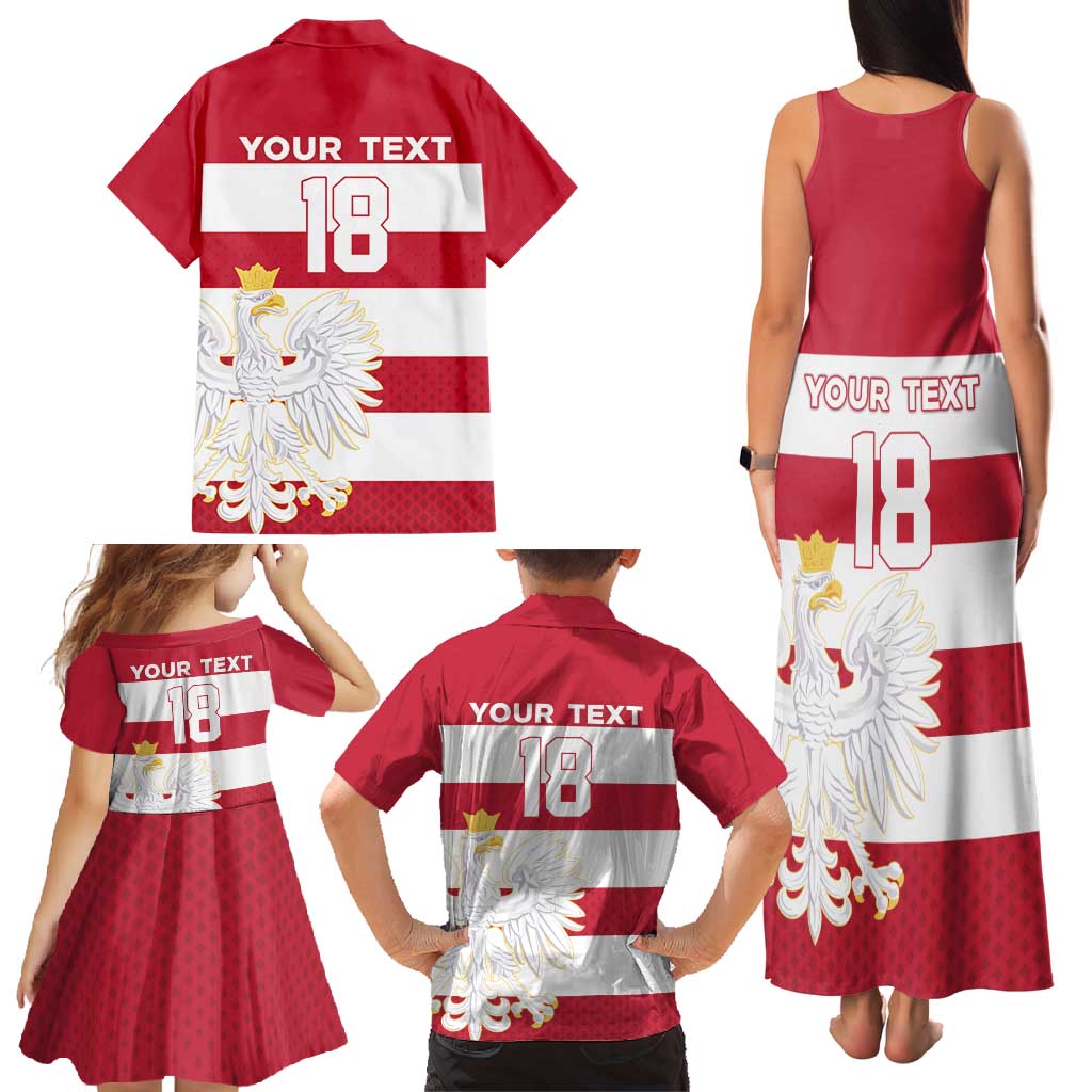 Custom Poland Rugby Family Matching Tank Maxi Dress and Hawaiian Shirt Biało-czerwoni Go Champion