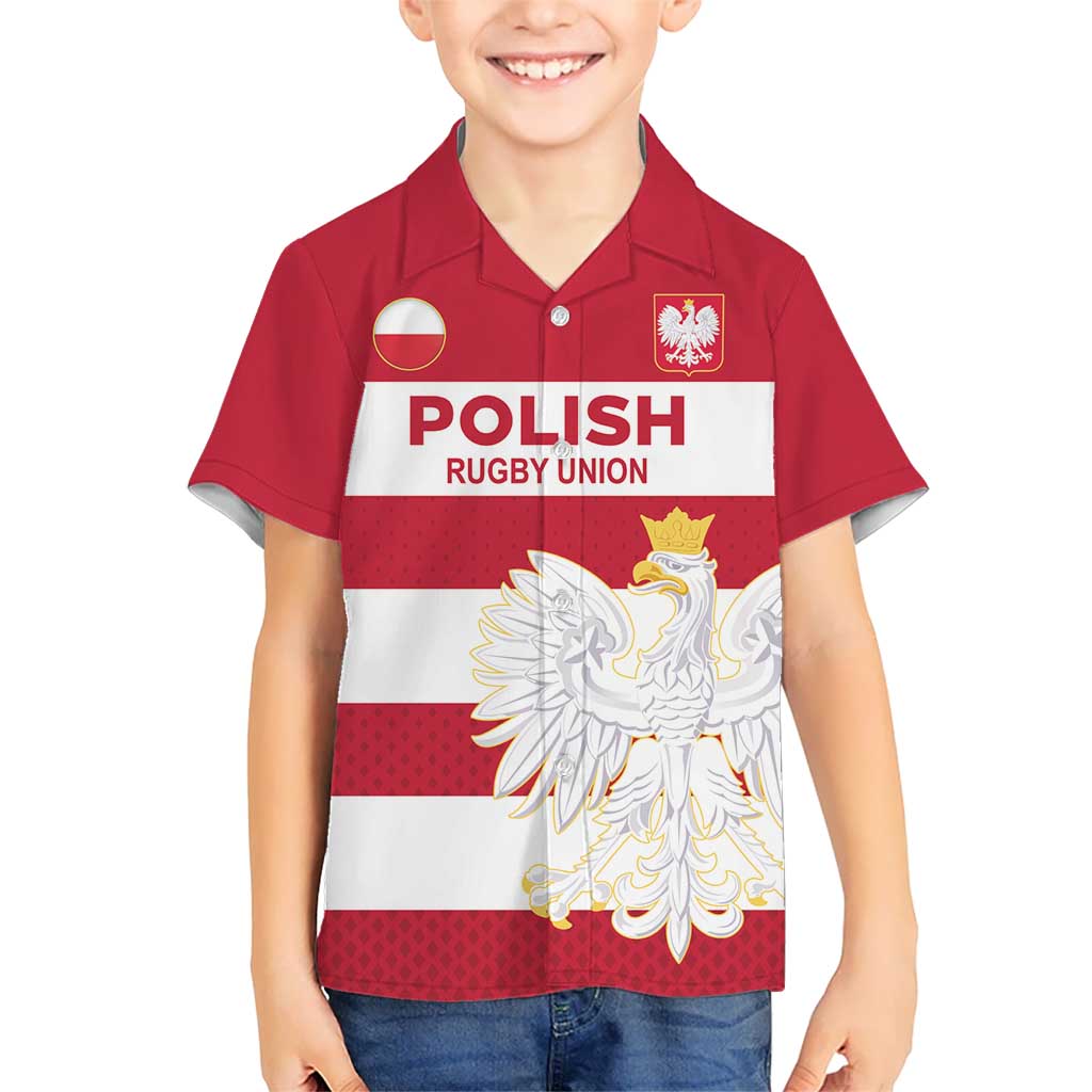 Custom Poland Rugby Kid Hawaiian Shirt Biało-czerwoni Go Champion