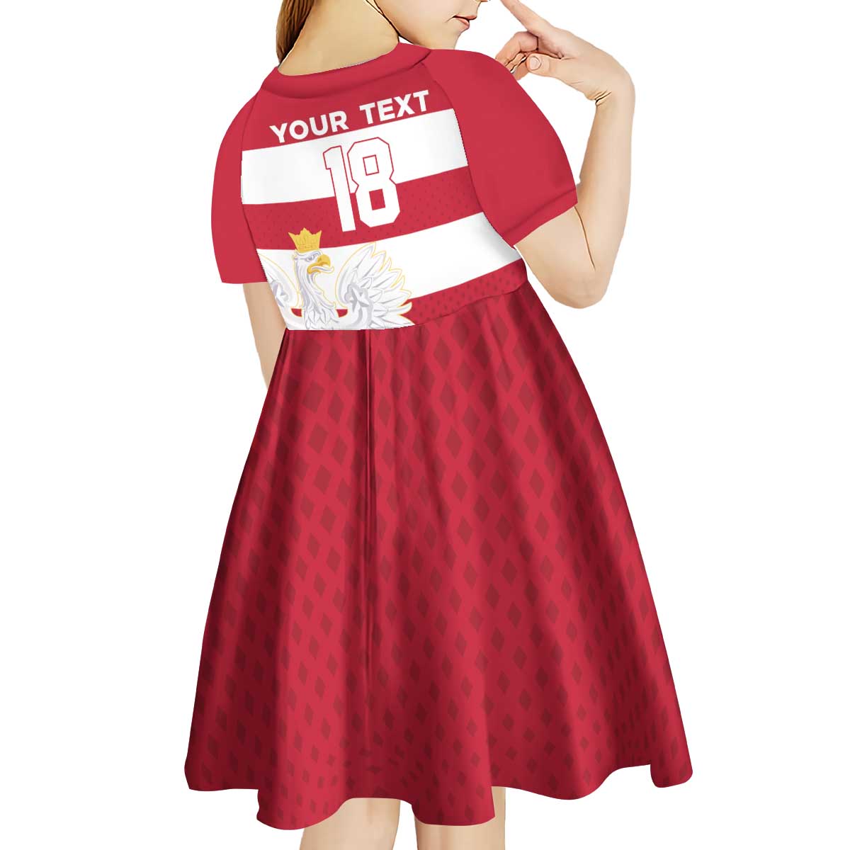 Custom Poland Rugby Kid Short Sleeve Dress Biało-czerwoni Go Champion