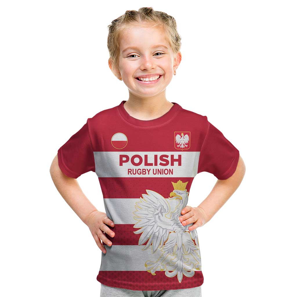 Custom Poland Rugby Kid T Shirt Biało-czerwoni Go Champion
