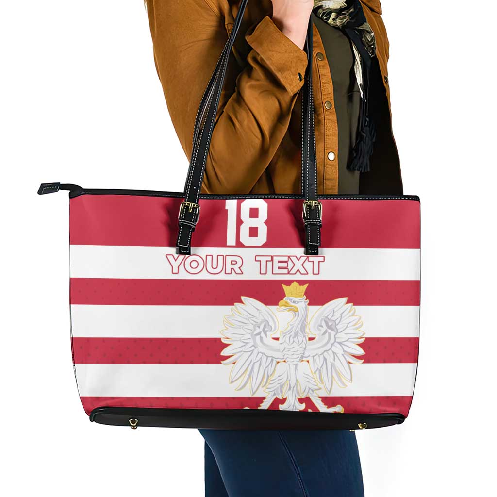 Custom Poland Rugby Leather Tote Bag Biało-czerwoni Go Champion