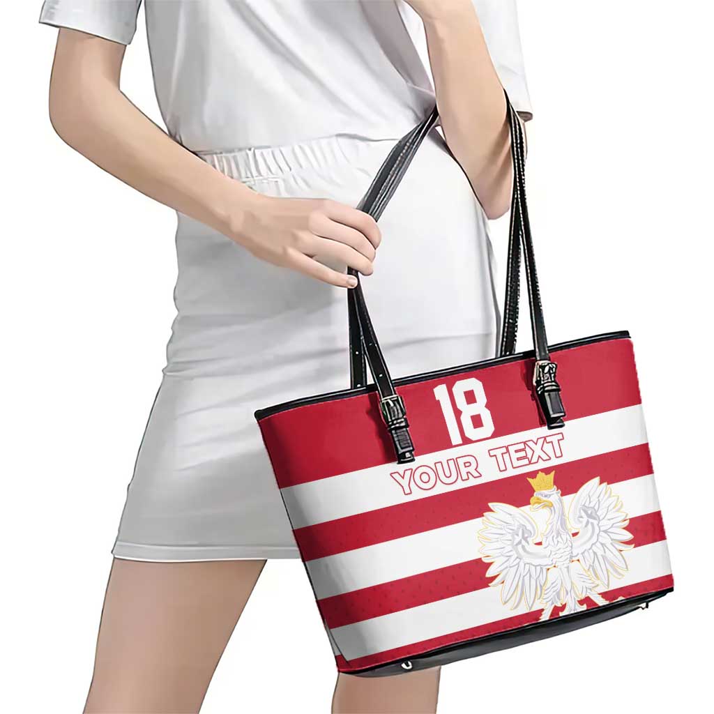 Custom Poland Rugby Leather Tote Bag Biało-czerwoni Go Champion