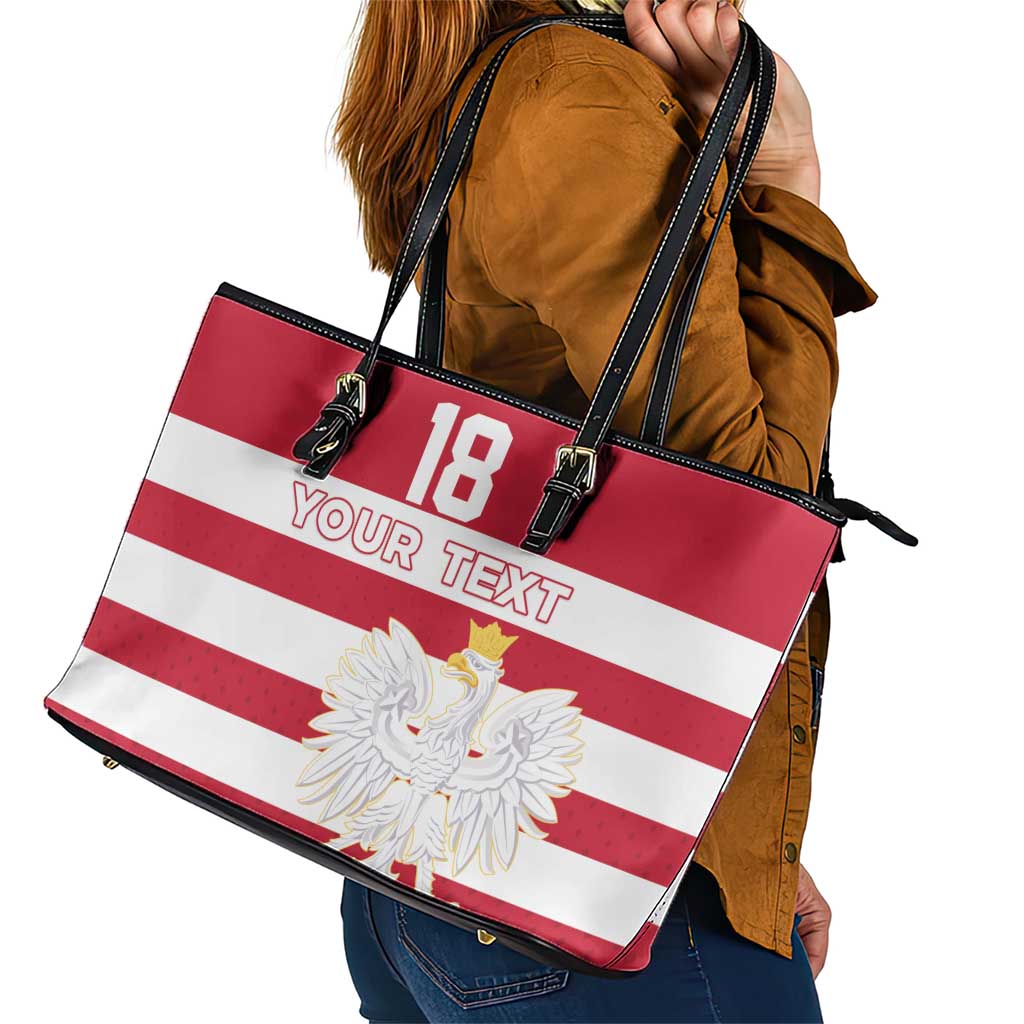 Custom Poland Rugby Leather Tote Bag Biało-czerwoni Go Champion