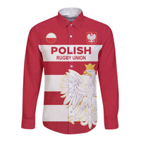 Custom Poland Rugby Long Sleeve Button Shirt Biało-czerwoni Go Champion