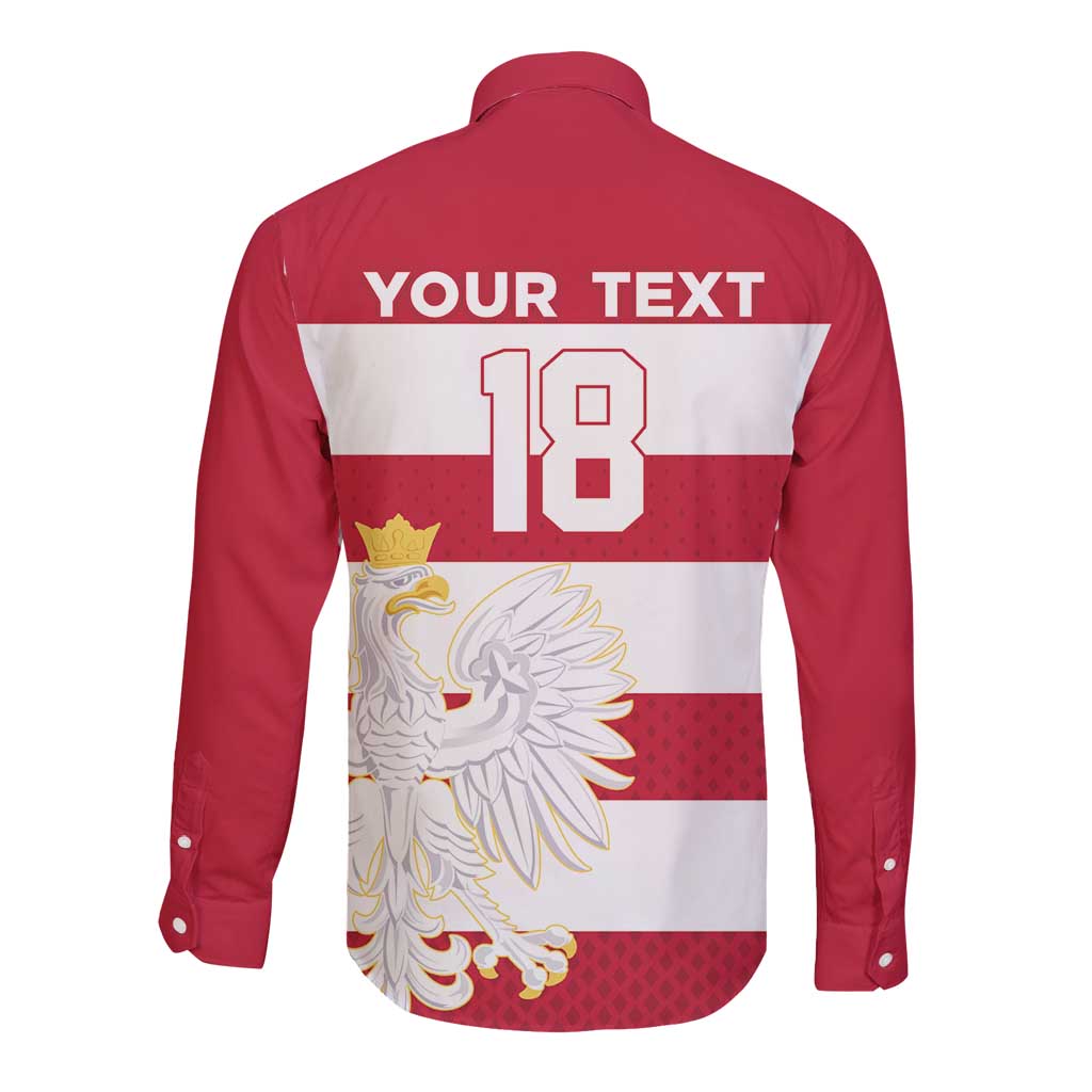 Custom Poland Rugby Long Sleeve Button Shirt Biało-czerwoni Go Champion