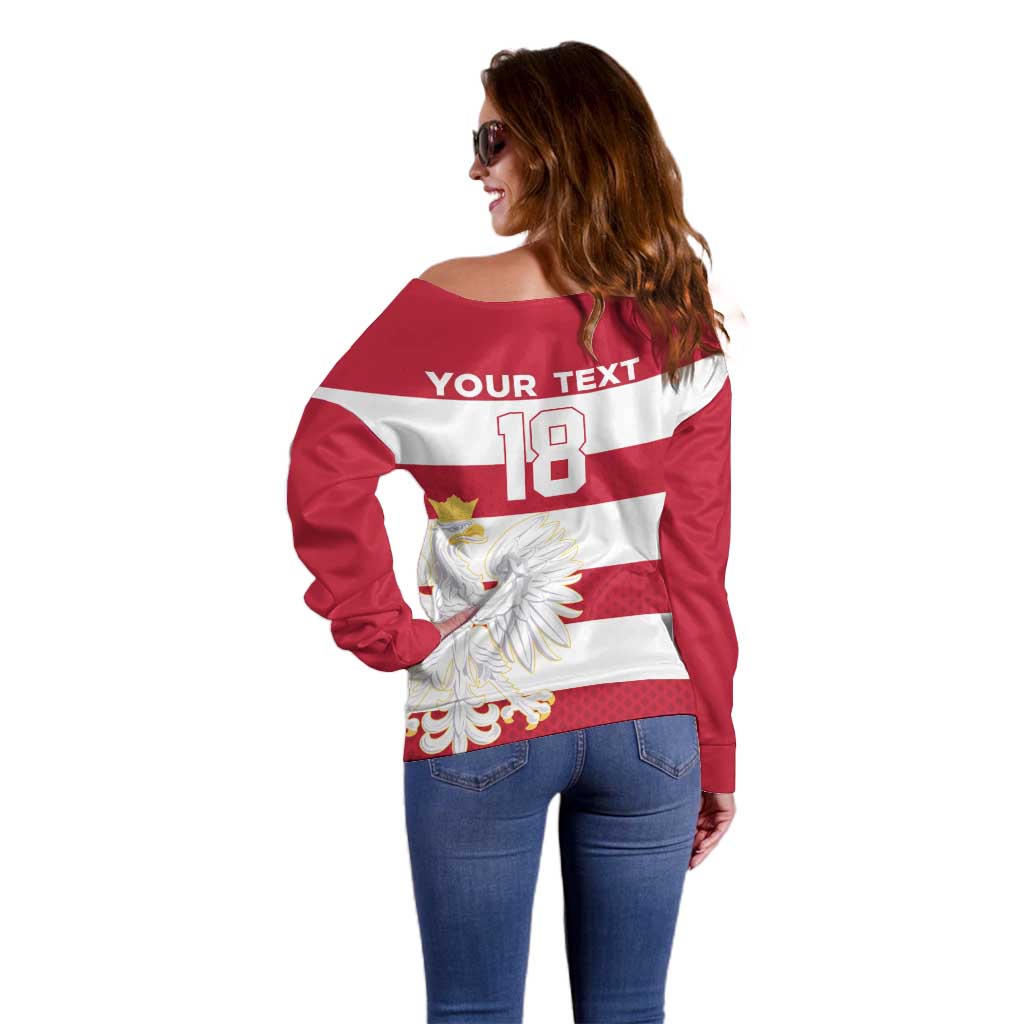 Custom Poland Rugby Off Shoulder Sweater Biało-czerwoni Go Champion