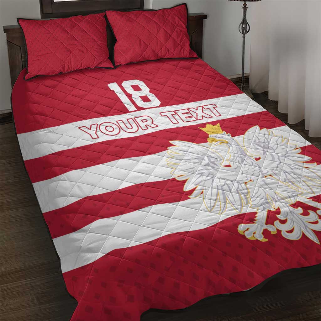 Custom Poland Rugby Quilt Bed Set Biało-czerwoni Go Champion