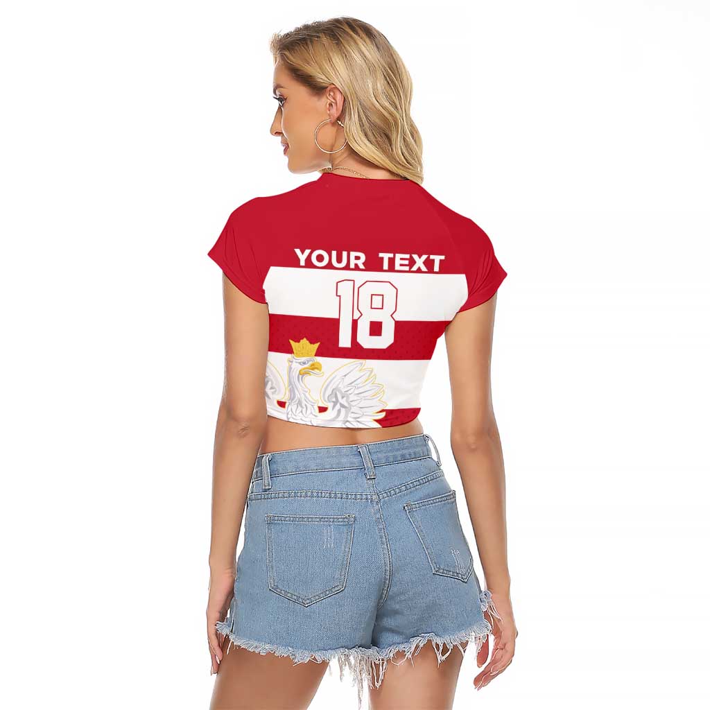 Custom Poland Rugby Raglan Cropped T Shirt Biało-czerwoni Go Champion