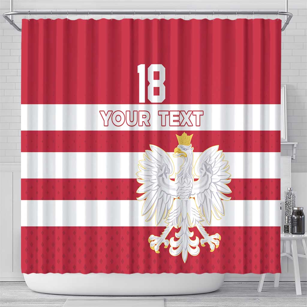 Custom Poland Rugby Shower Curtain Biało-czerwoni Go Champion