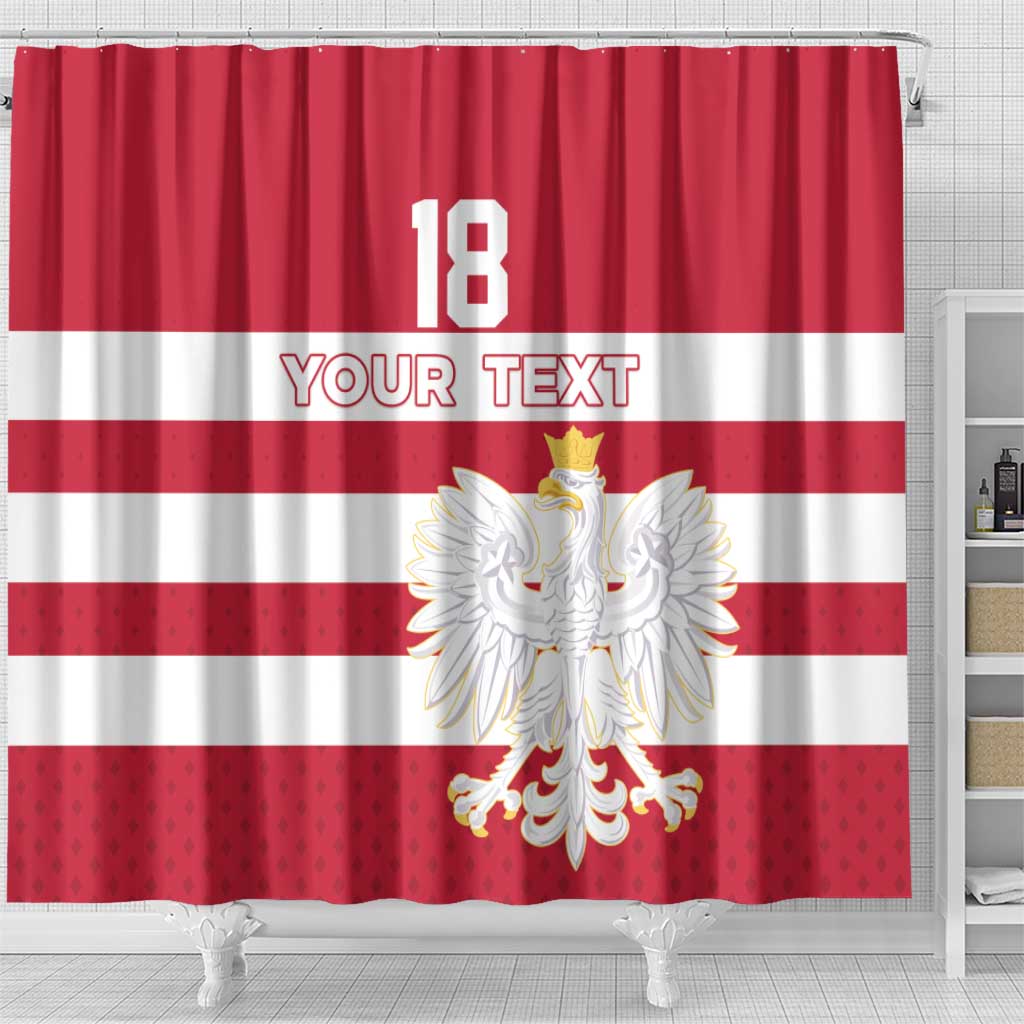 Custom Poland Rugby Shower Curtain Biało-czerwoni Go Champion