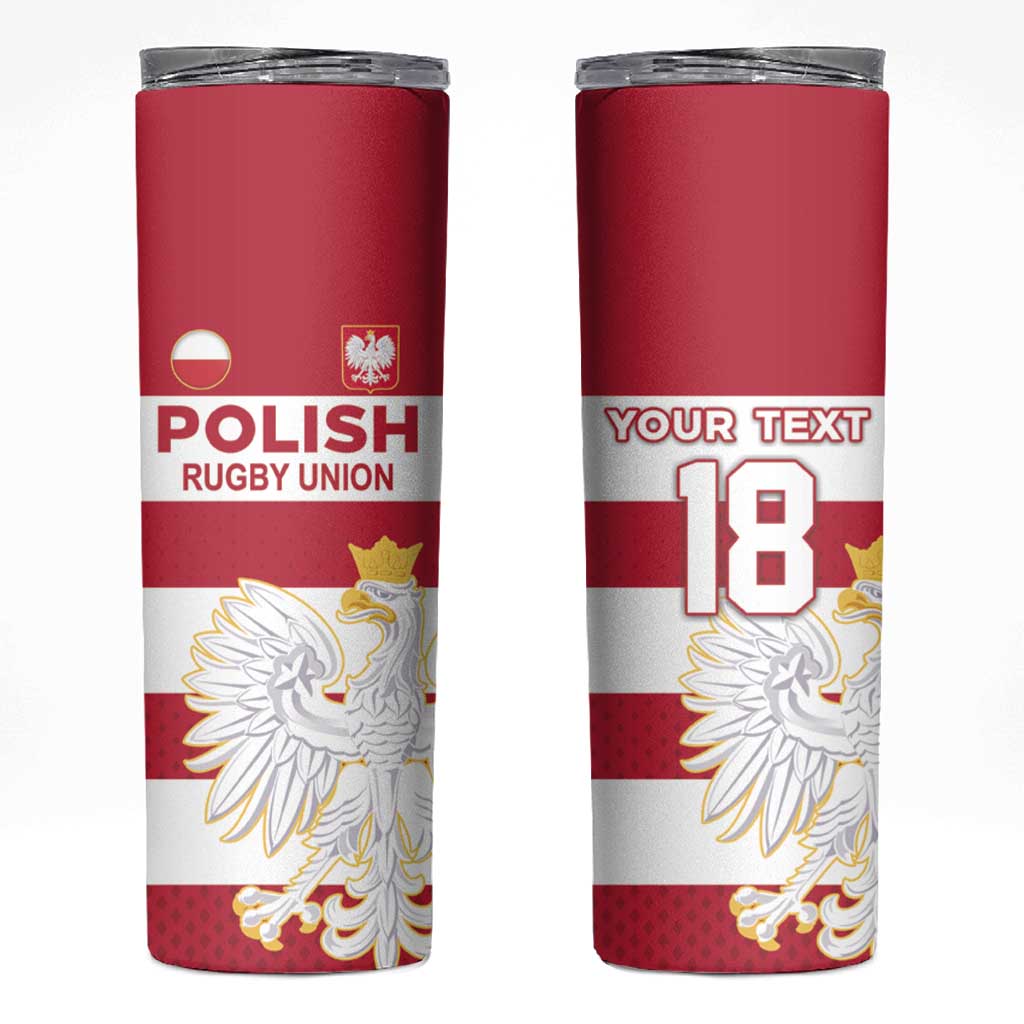 Custom Poland Rugby Skinny Tumbler Biało-czerwoni Go Champion