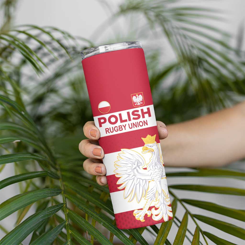 Custom Poland Rugby Skinny Tumbler Biało-czerwoni Go Champion