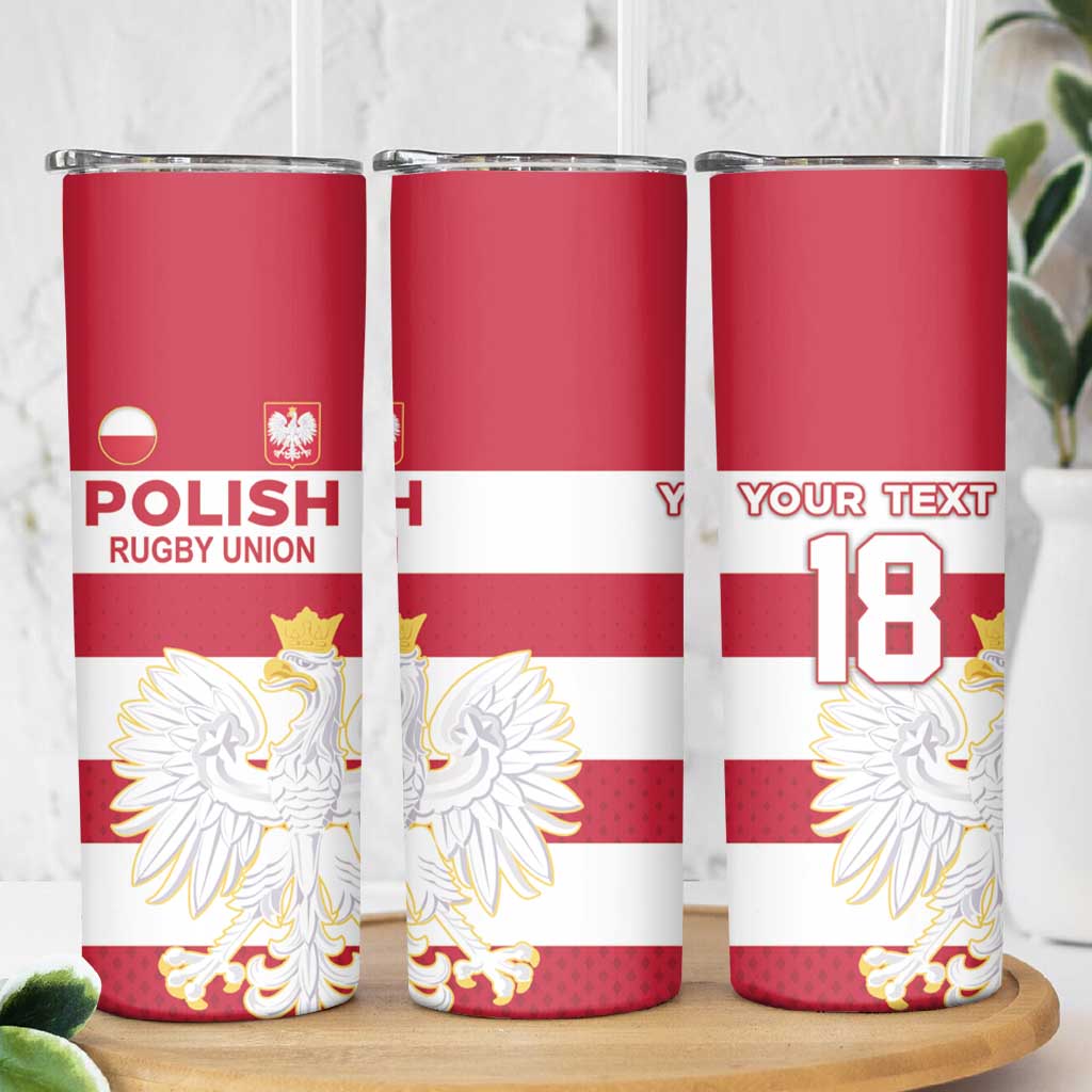 Custom Poland Rugby Skinny Tumbler Biało-czerwoni Go Champion