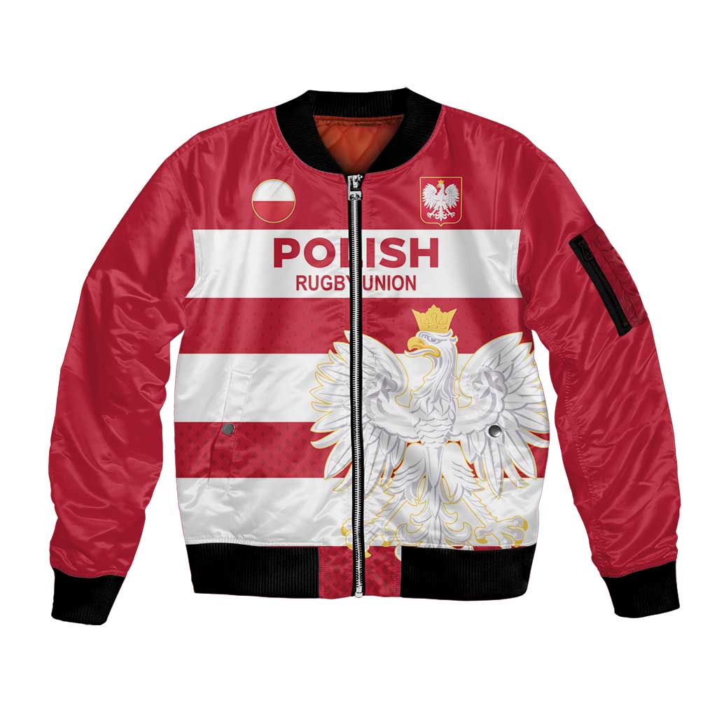 Custom Poland Rugby Sleeve Zip Bomber Jacket Biało-czerwoni Go Champion