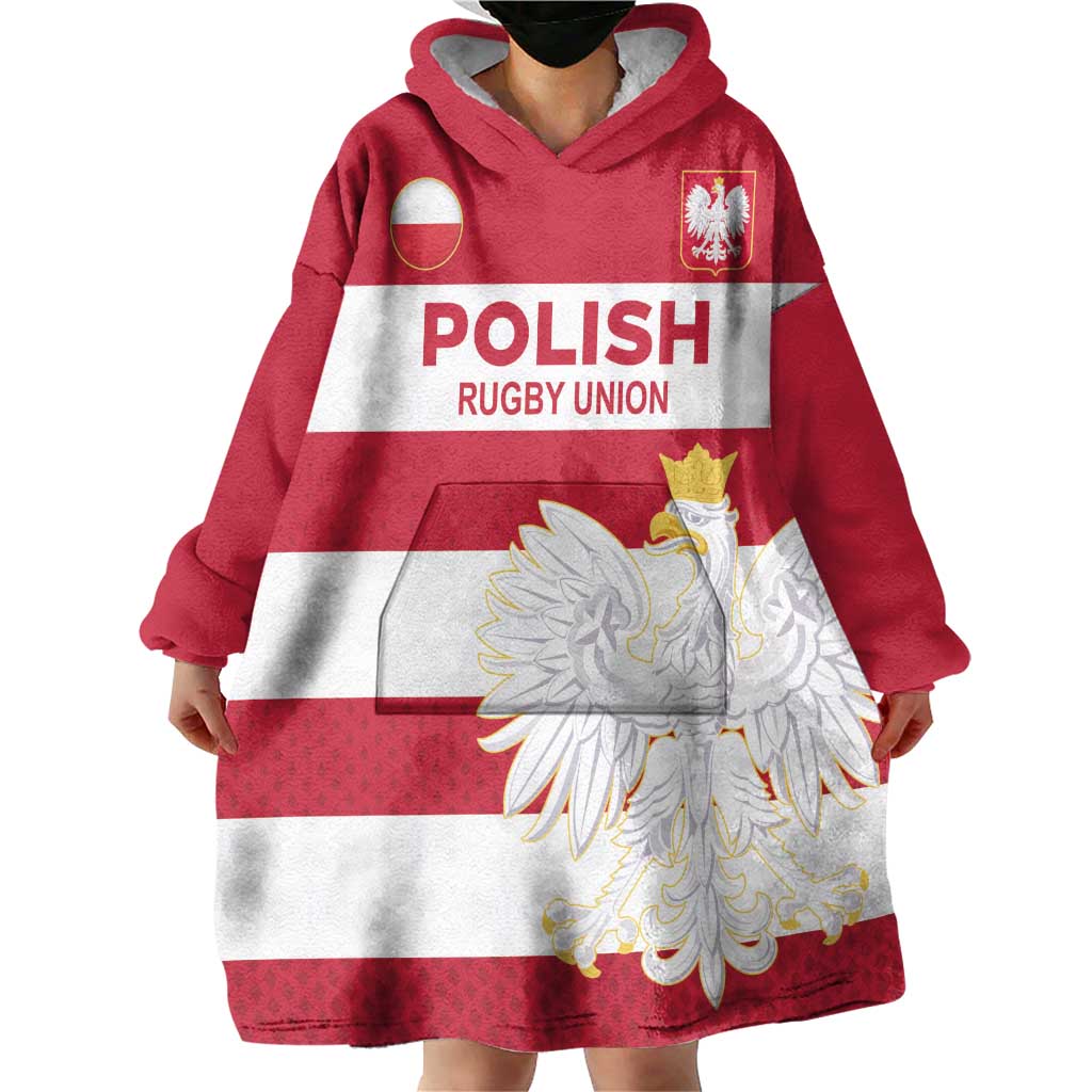 Custom Poland Rugby Wearable Blanket Hoodie Biało-czerwoni Go Champion