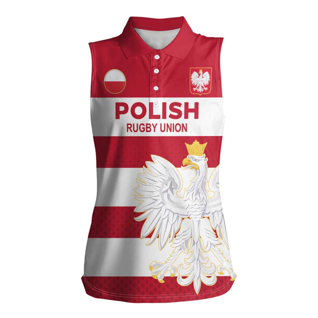 Custom Poland Rugby Women Sleeveless Polo Shirt Biało-czerwoni Go Champion