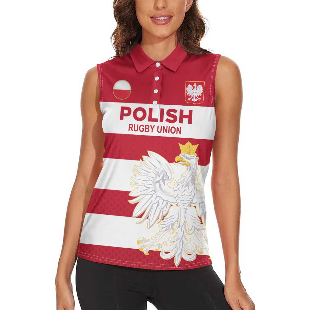 Custom Poland Rugby Women Sleeveless Polo Shirt Biało-czerwoni Go Champion