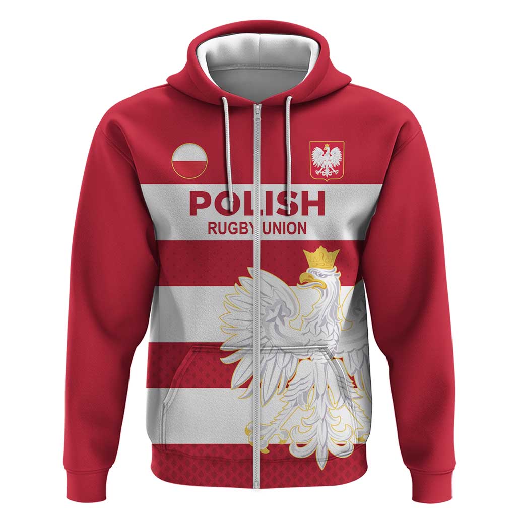 Custom Poland Rugby Zip Hoodie Biało-czerwoni Go Champion