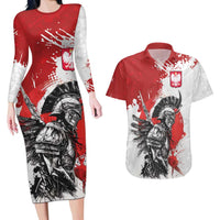 Polish Winged Hussar Couples Matching Long Sleeve Bodycon Dress and Hawaiian Shirt Grunge Style