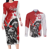 Polish Winged Hussar Couples Matching Long Sleeve Bodycon Dress and Long Sleeve Button Shirt Grunge Style