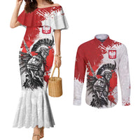 Polish Winged Hussar Couples Matching Mermaid Dress and Long Sleeve Button Shirt Grunge Style